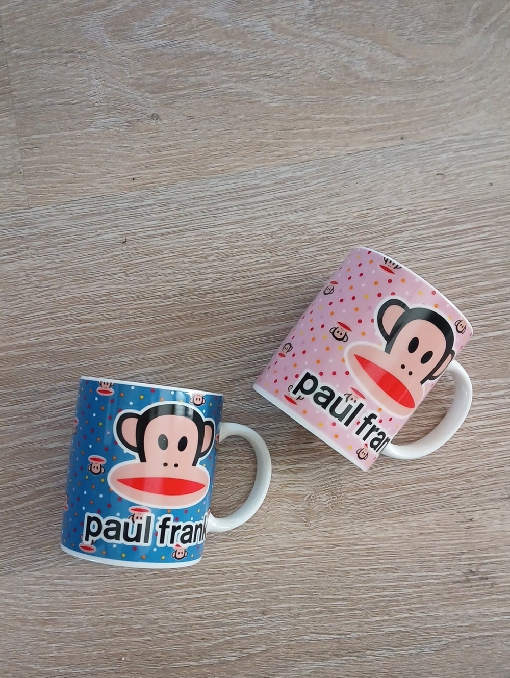 Set of 2 Paul Frank Classic Julius Monkey Ceramic Mug - Blue & Pink MCM Iconic